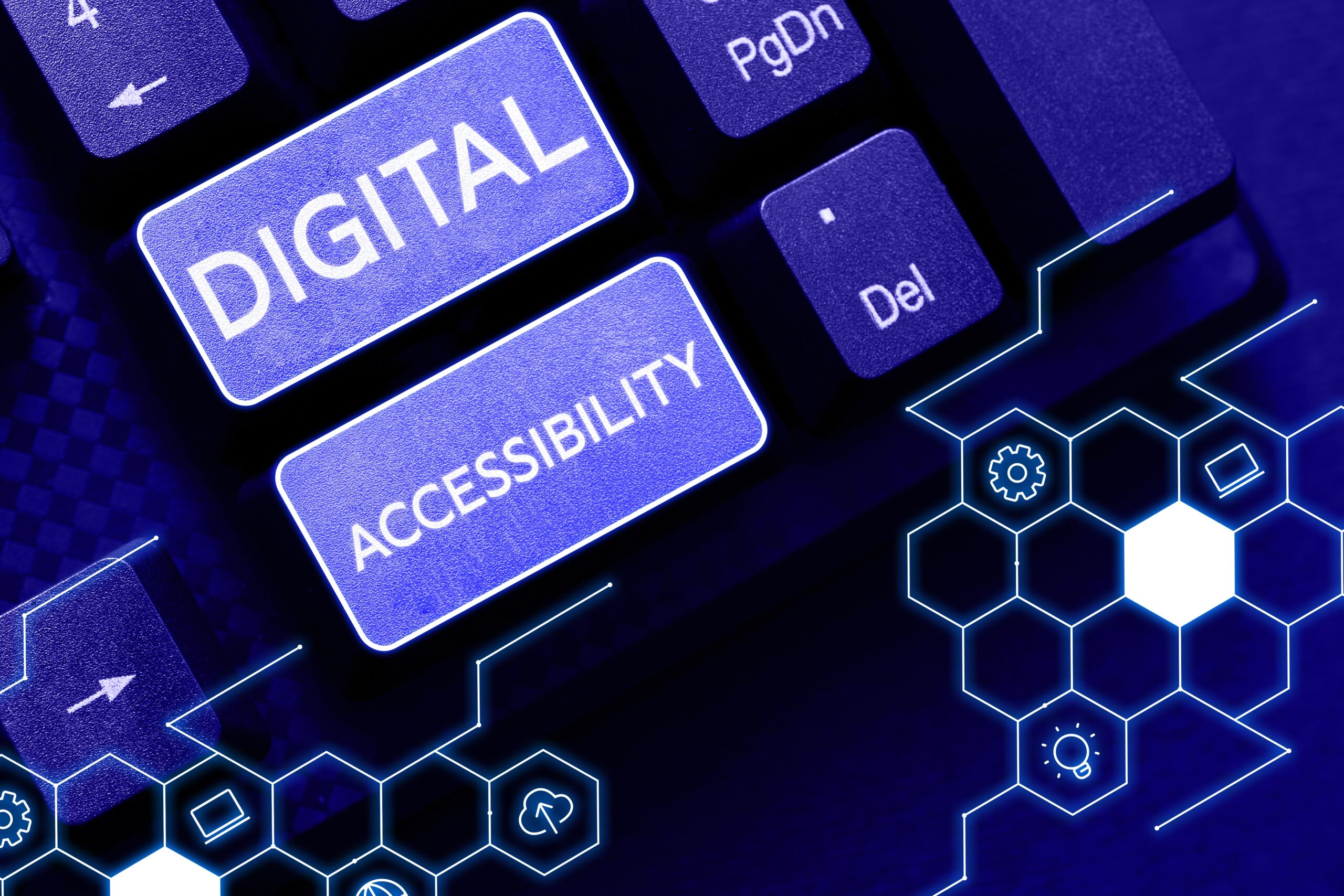 Foto van een computerdashboard met twee buttons waar digital en accessibility op vermeld staat